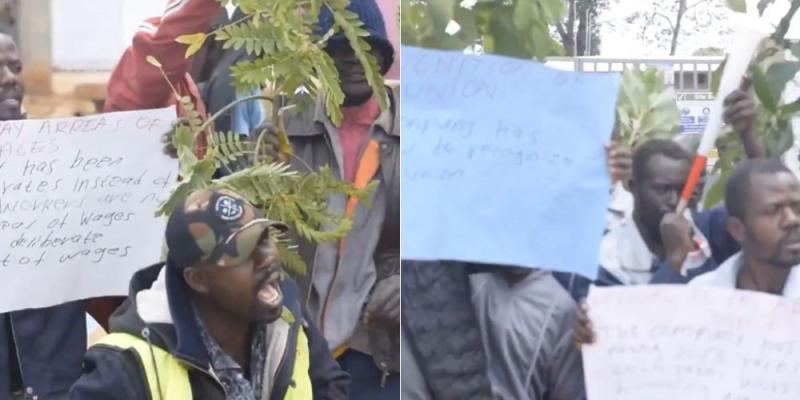 A collage of workers protesting.
